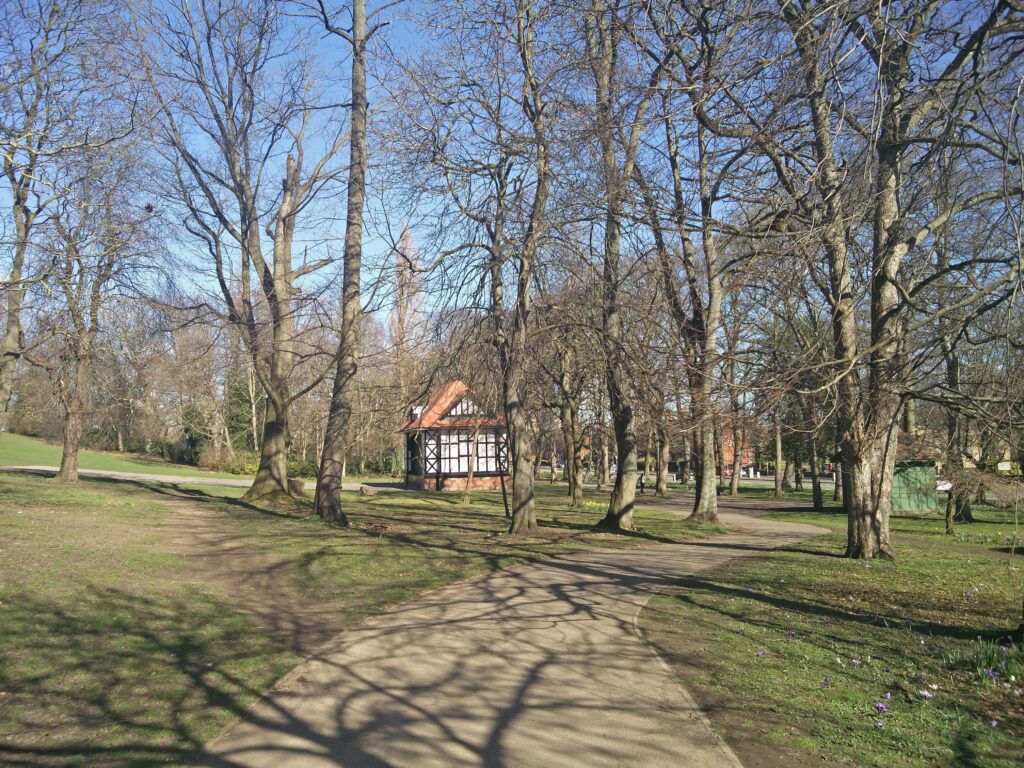 Clarence park looking down the path to  the Bandstand 
